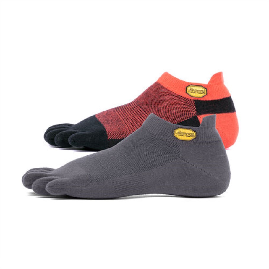 Vibram 5Toe Sock No Show 2 Pack Dark-Grey-Red-Black - Image 1